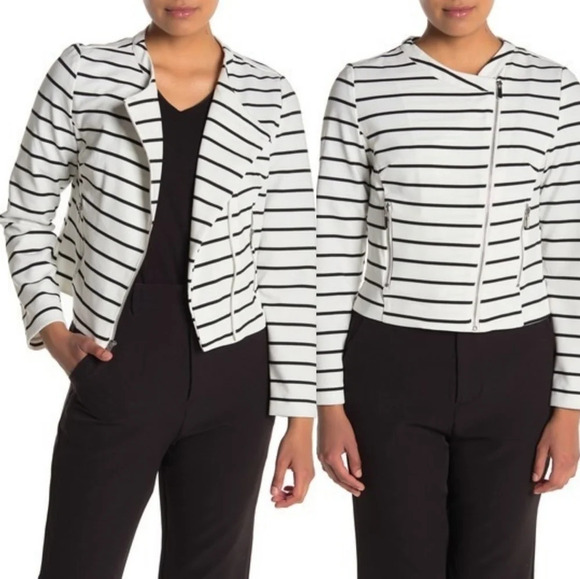 *NWT* Bagatelle Striped Asymmetrical Zip Jacket - Picture 1 of 6
